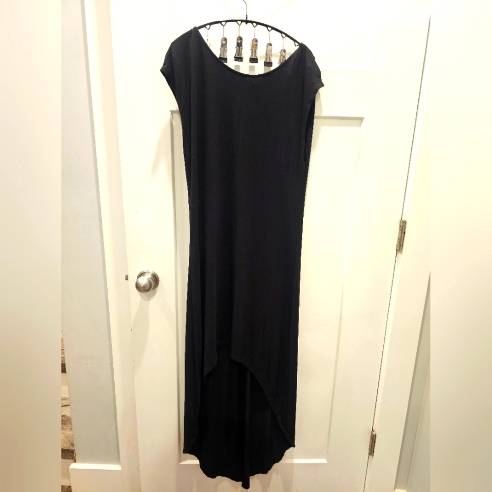 Express Black Asymmetrical Hem Dress Size M Stretch Knit Midi Maxi